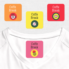 Coffe Break Etiqueta Para Ropa Planchado Diseño Cuadrada