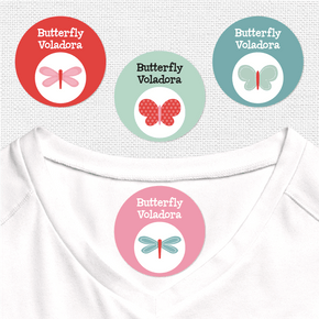Butterfly Etiqueta Para Ropa Diseño Circular