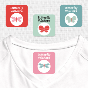 Butterfly Etiqueta Para Ropa Planchado Diseño Cuadrada