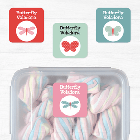 Butterfly Etiqueta Diseño Cuadrada