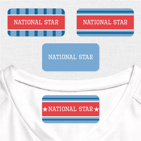 National Star Etiqueta Para Ropa Planchado Diseño Rectangular
