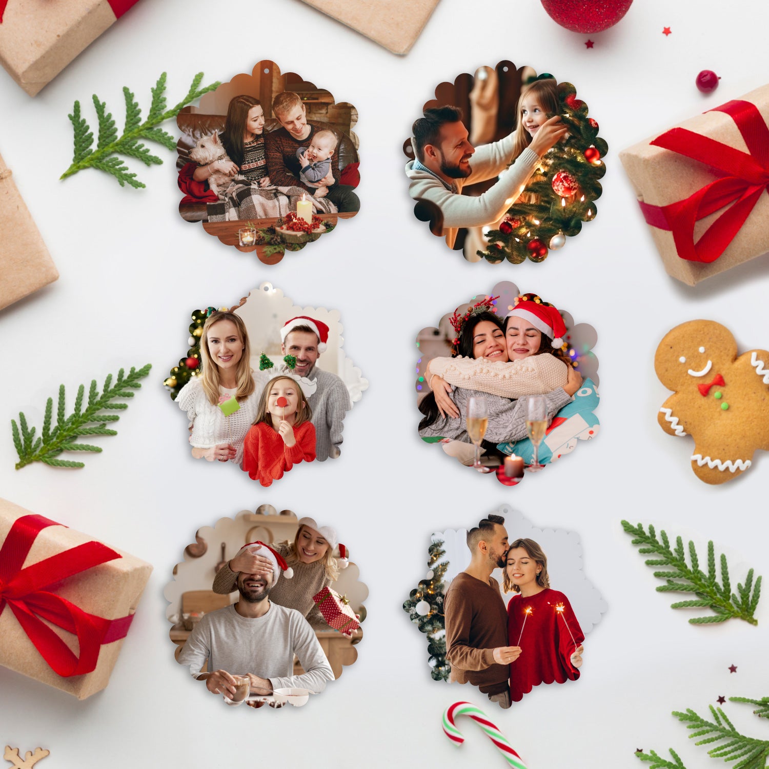 Adornos Navideños de Madera Personalizados - 6 Pack - Cochinita Vinil