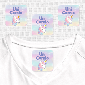 Unicornios Etiqueta Para Ropa Planchado Diseño Cuadrada