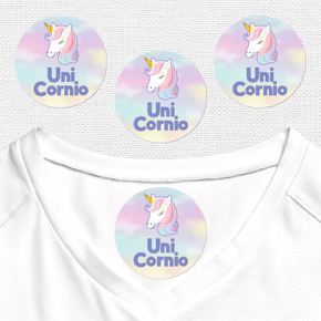 Unicornios Etiqueta Para Ropa Diseño Circular