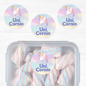 Unicornios Etiqueta Vinil con Diseño Circular