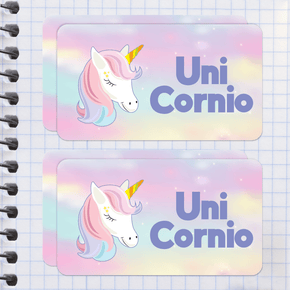 Unicornios Etiqueta Diseño Escolar