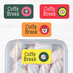 Coffe Break Etiqueta Diseño Rectangular
