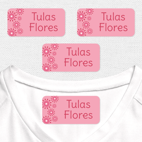 Tulas Flores Etiqueta Para Ropa Planchado Diseño Rectangular