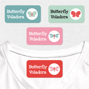 Butterfly Etiqueta Para Ropa Planchado Diseño Rectangular