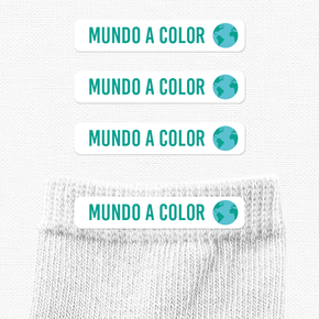 Mundo a Color Etiqueta Ropa Planchado Diseño Chica
