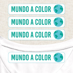Mundo a Color Etiqueta Para Ropa Planchado Diseño Grande