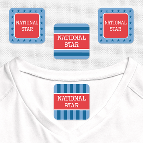 National Star Etiqueta Para Ropa Planchado Diseño Cuadrada