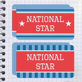 National Star Etiqueta Diseño Escolar