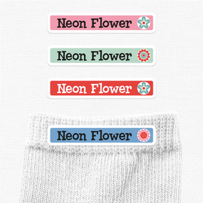 Neon Flower Etiqueta Ropa Planchado Diseño Chica