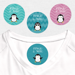 Pinguinos Etiqueta Para Ropa Diseño Circular