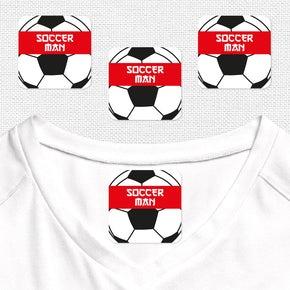 Soccer Man Etiqueta Para Ropa Planchado Diseño Cuadrada