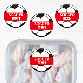 Soccer Man Etiqueta Vinil con Diseño Circular