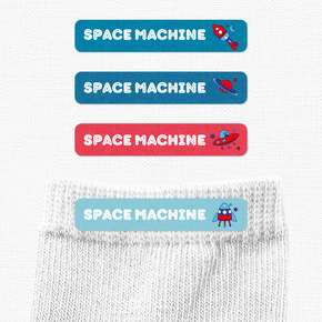 Space Machine Etiqueta Ropa Planchado Diseño Chica