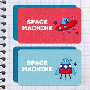 Space Machine Etiqueta Diseño Escolar