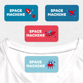 Space Machine Etiqueta Para Ropa Planchado Diseño Rectangular