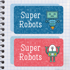 Super Robots Etiqueta Diseño Escolar