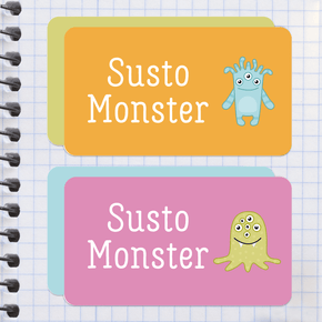 Susto Monster Etiqueta Diseño Escolar