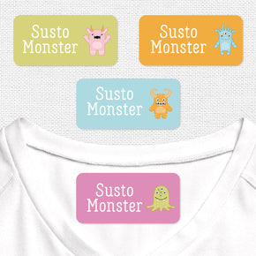 Susto Monster Etiqueta Para Ropa Planchado Diseño Rectangular