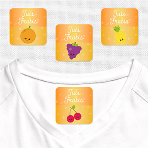 Tuti Frutis Etiqueta Para Ropa Planchado Diseño Cuadrada