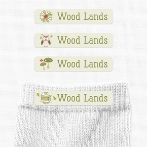 Woodlands Etiqueta Ropa Planchado Diseño Chica